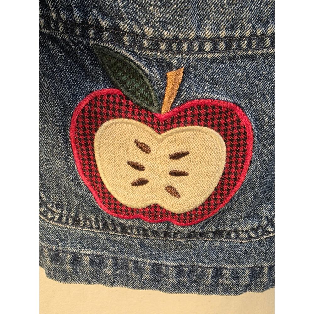 Vintage Mandal Bay Women's Size Medium Apple Embroidered Denim Jacket Cotton 90s - Picture 7 of 16